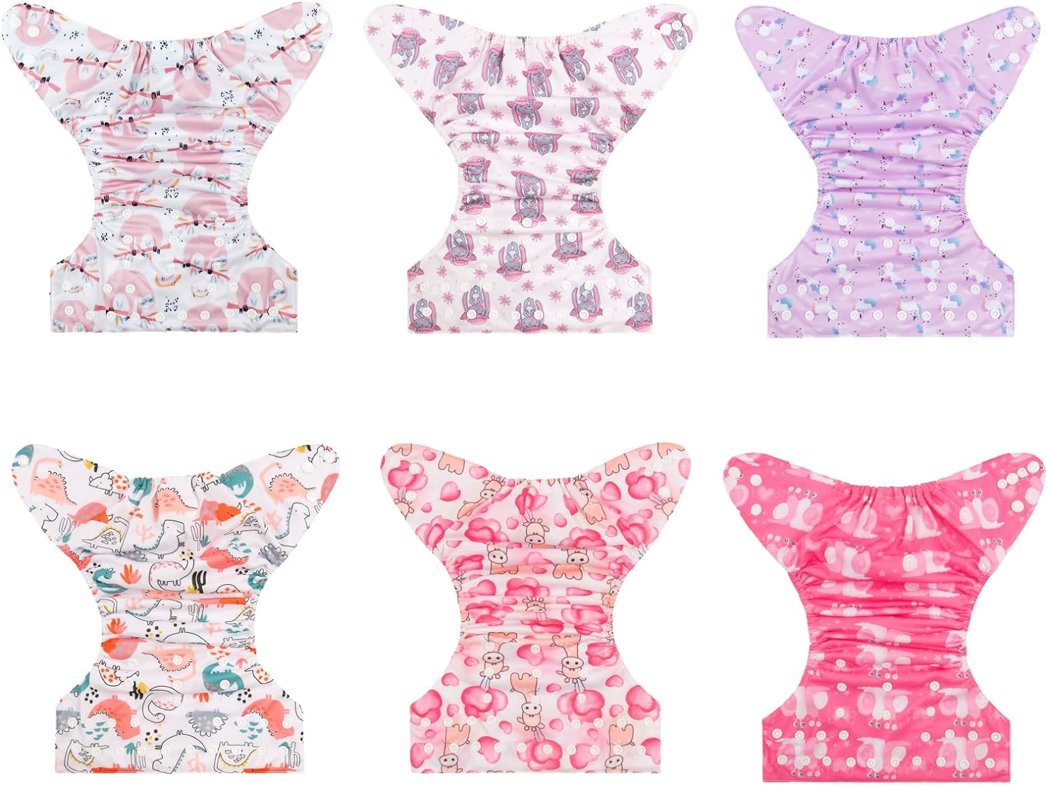 ALVABABY Baby Cloth Diapers 6 Pack with 12 Inserts One Size Adjustable Washable Reusable for Baby Girls and Boys 6DM26 - Image 3